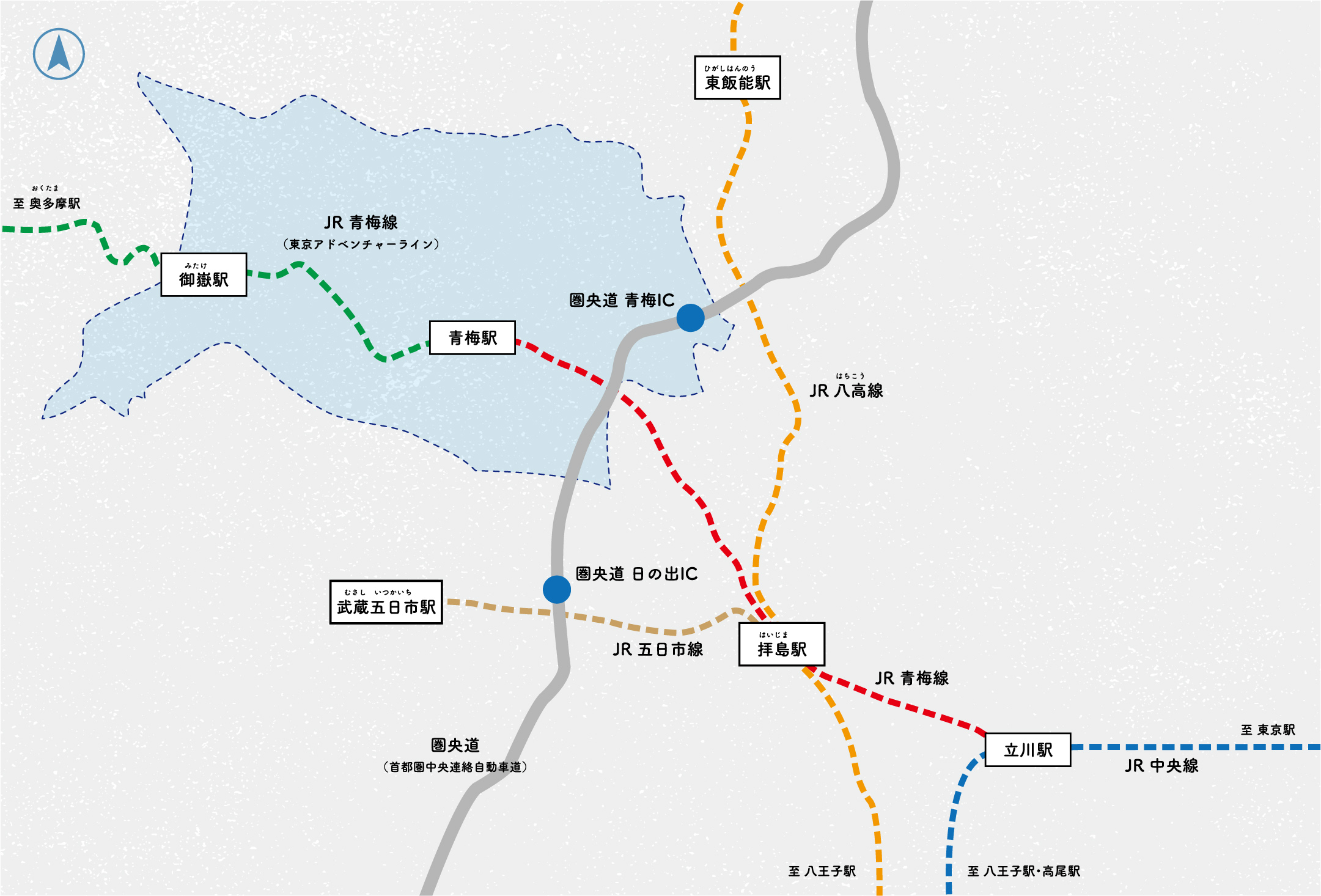 青梅市主要エリアのイラスト